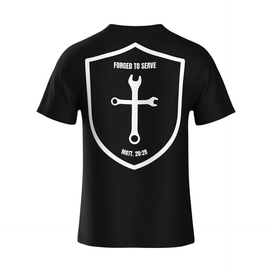 MATTHEW 20:28 CREST T-SHIRT - BLACK