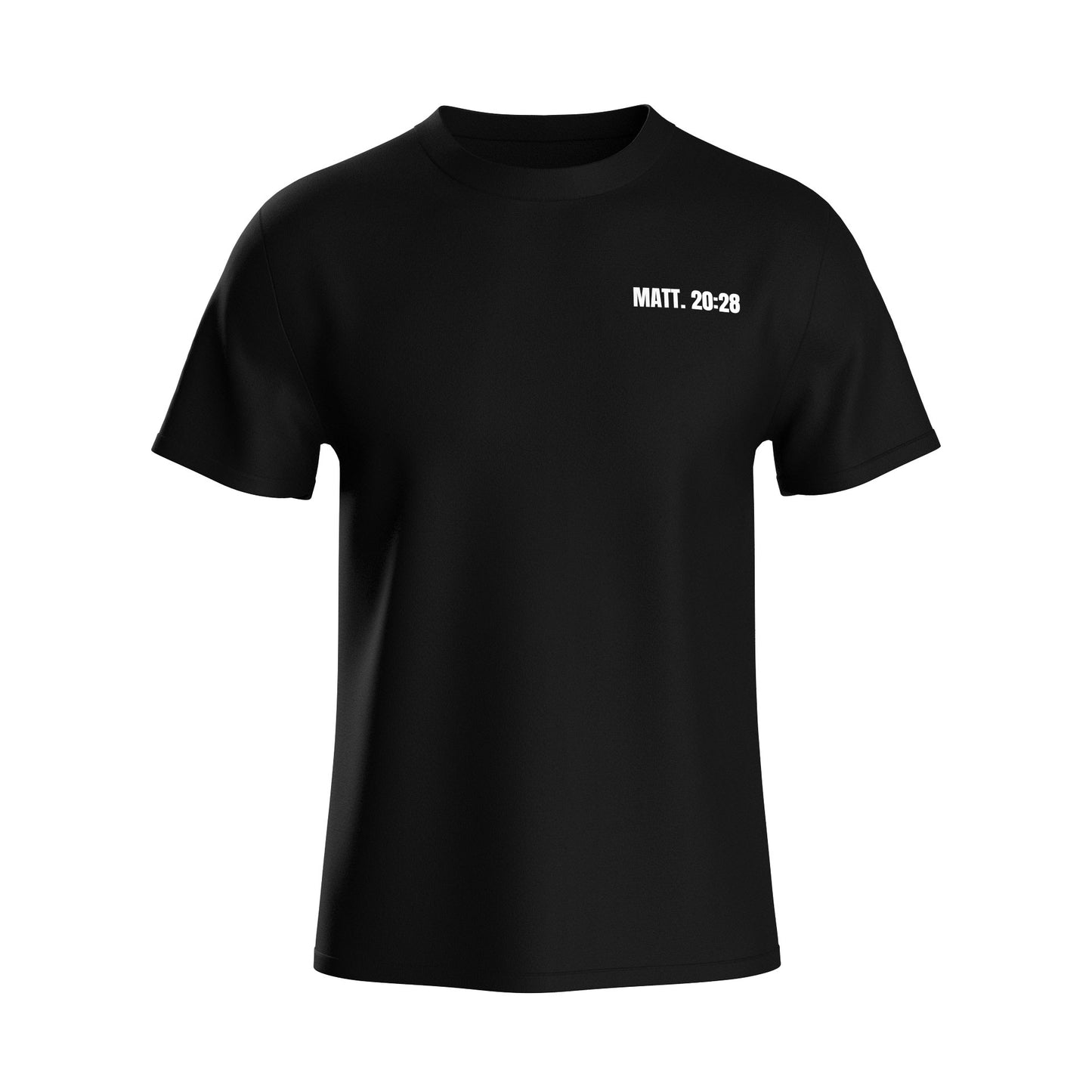 MATTHEW 20:28 CREST T-SHIRT - BLACK